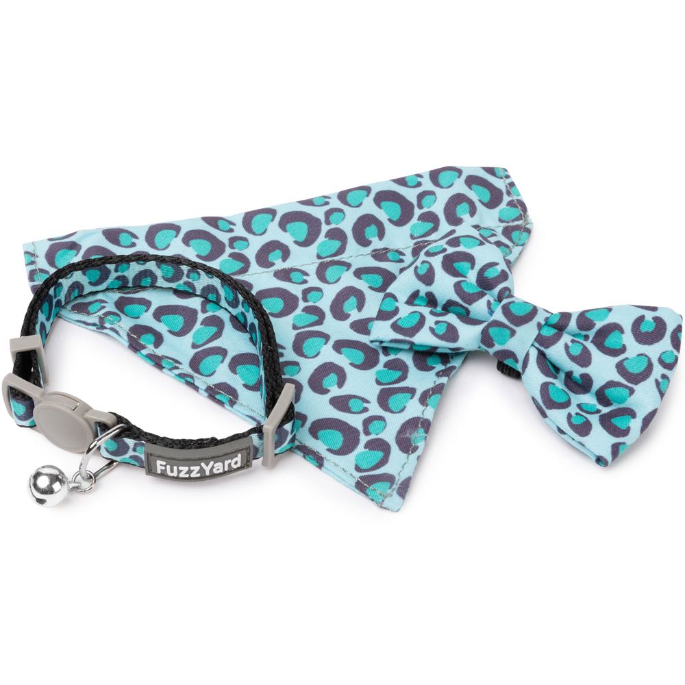 "FuzzYard Cat Collar, Bandana & Bowtie Fashion Pack (Wild One Aqua)"
